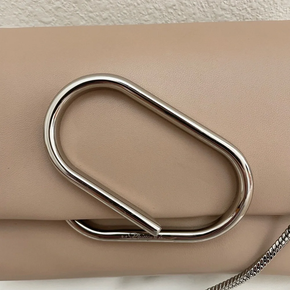 3.1 Phillip Lim Micro Alix Chain crossbody clutch flap bag in beige